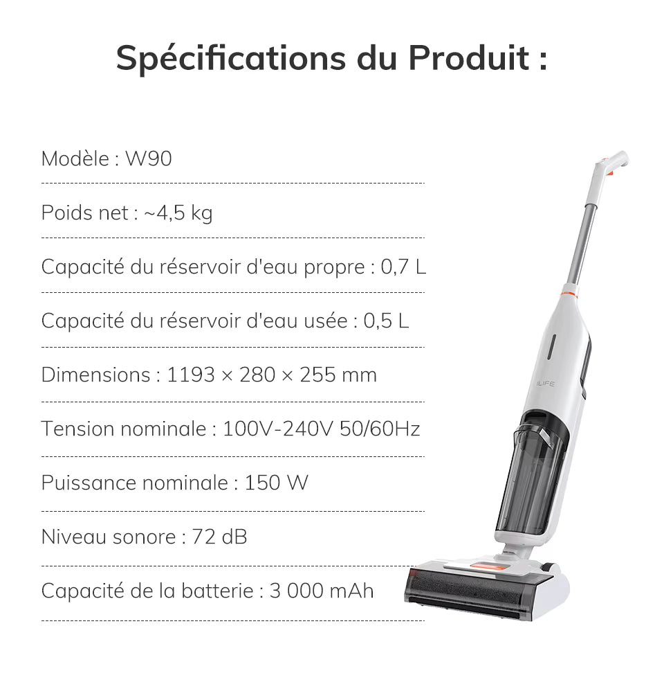 ASPIRATEUR LAVEUR A BALAI W90